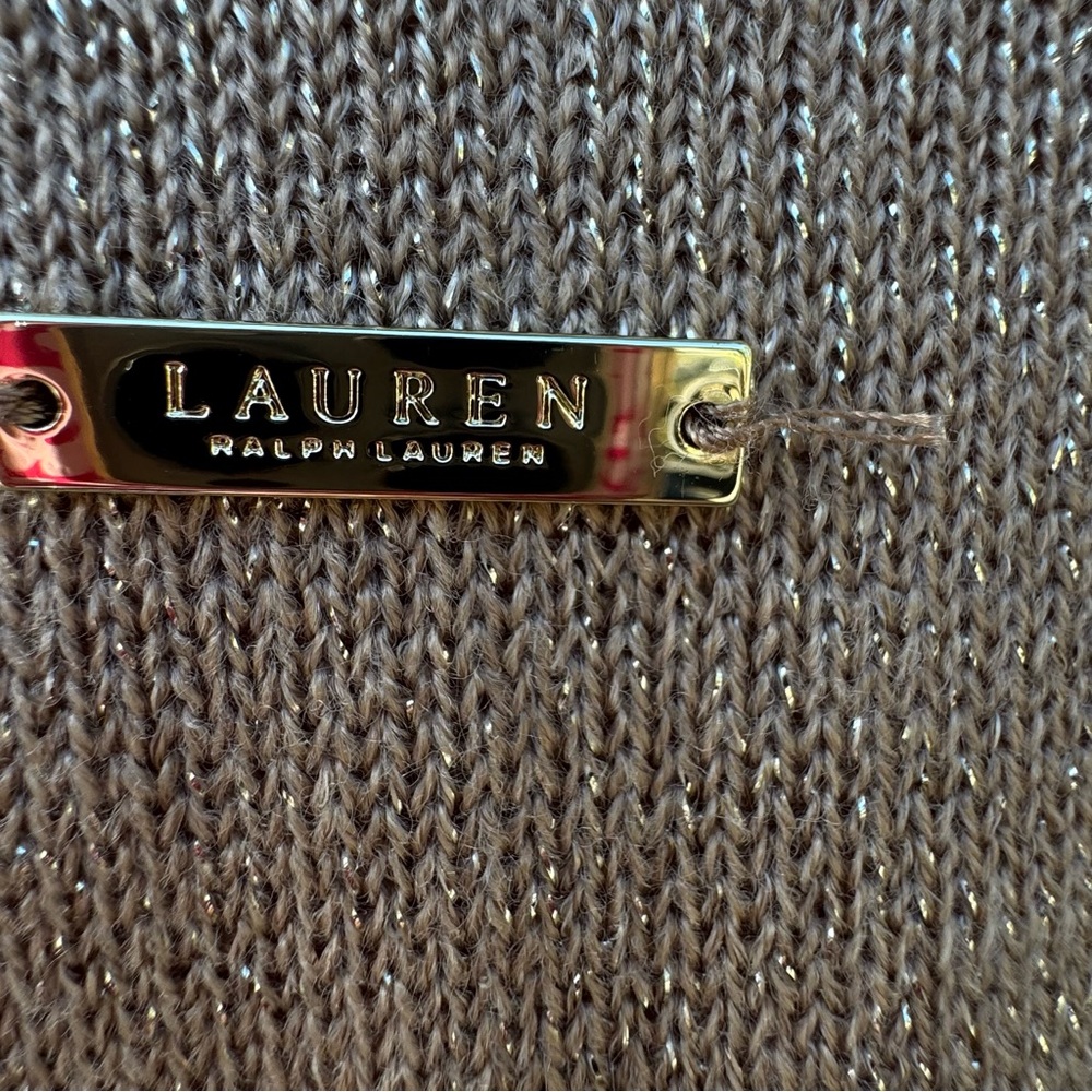 Lauren Ralph Lauren Black Label Gold‎ Metallic Kimono Wrap Reversible OS Sweater - Picture 6 of 12